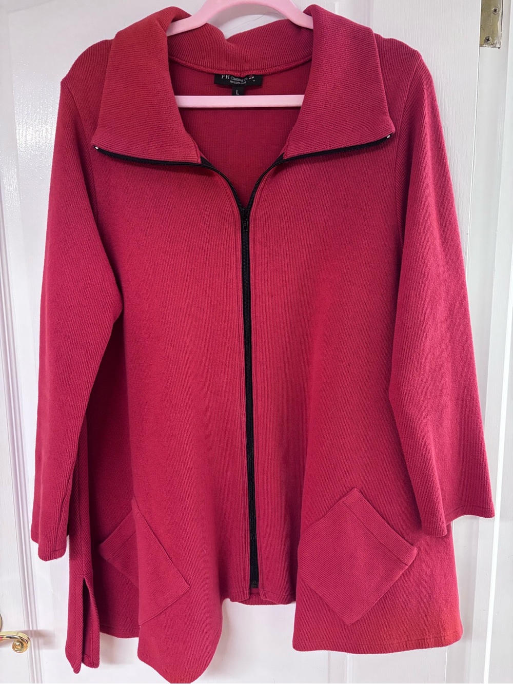 Fat Hat Clothing Co Vermont - Women's Zip-Front Red Sweater Jacket